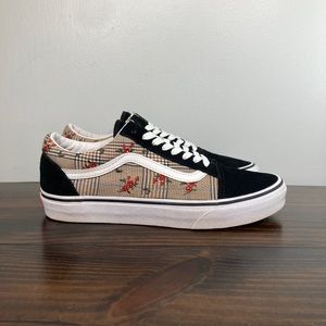 Vans Sk8 Low Top Black Suede Flowers Print Athletic Sneakers Mens 8.5 Womens 10